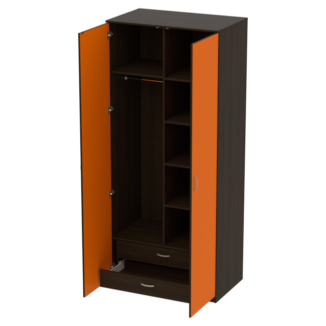 Шкаф для одежды ШО-63 цвет Венге+Оранж 102/63/235 см