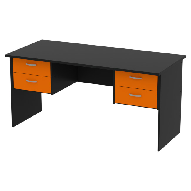 Офисный стол СТ+4Т-10 цвет Черный + Оранжевый 160/73/76 см