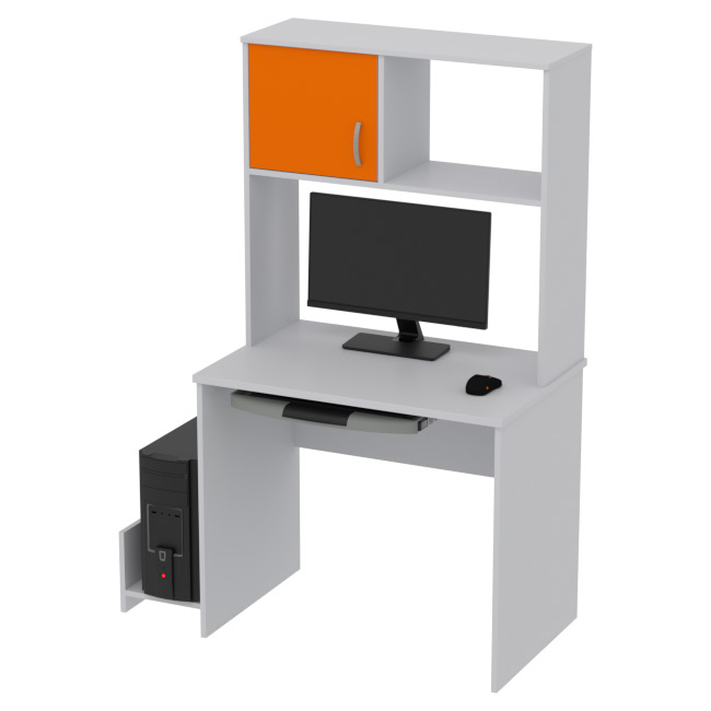 Компьютерный стол КП-СК-6 цвет Серый+Оранж 90/60/163 см