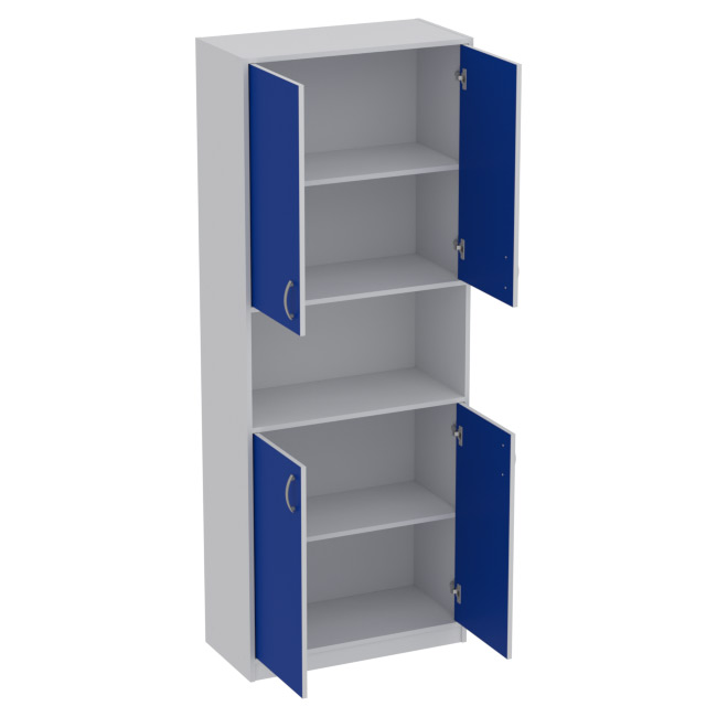 Офисный шкаф ШБ-4 цвет Серый+Синий 77/37/200 см