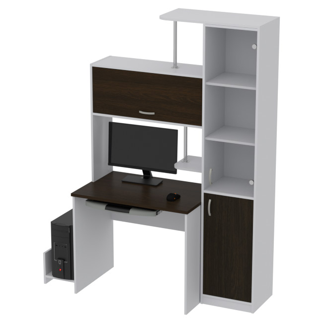 Компьютерный стол КП-СК-14 цвет Серый+Венге 130/60/202 см