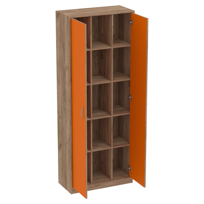 Офисный шкаф ША-2 цвет Дуб Крафт+Оранж 77/37/200 см