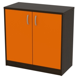 Офисный шкаф СБ-39+ДВ-39 цвет Венге+Оранж 77/37/76 см