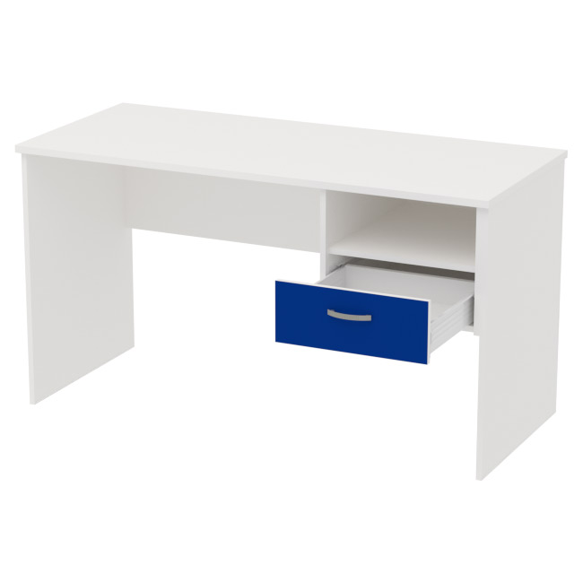 Офисный стол цвет Белый+Синий СТ+1Т-42 140/60/76 см
