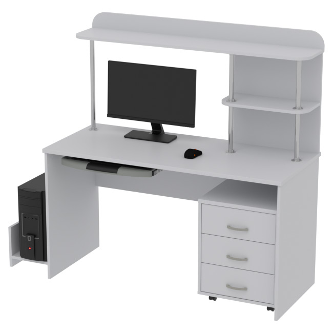 Компьютерный стол КП-СК-11 цвет Серый 140/60/141,5 см