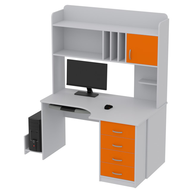 Компьютерный стол КП-СКЭ-8 Левый цвет Серый+Оранж 140/90/182 см