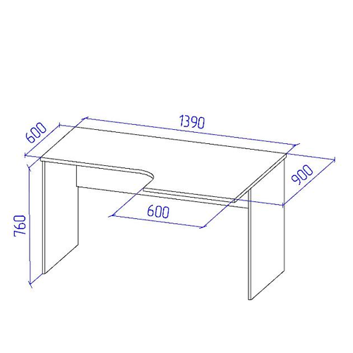 Офисный стол СТ-Л цвет Серый 140/90/76 см