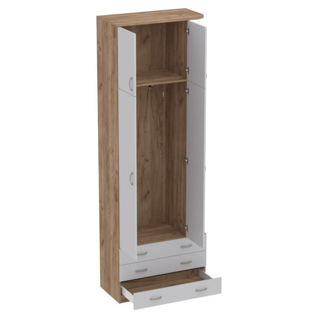 Офисный шкаф для одежды ШО-45 цвет Дуб Крафт + Серый 89/45/260 см