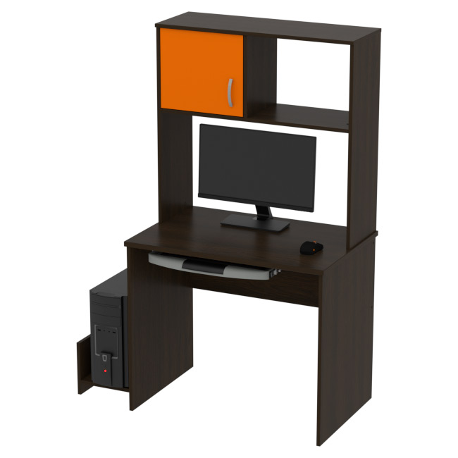 Компьютерный стол КП-СК-6 цвет Венге+Оранж 90/60/163 см