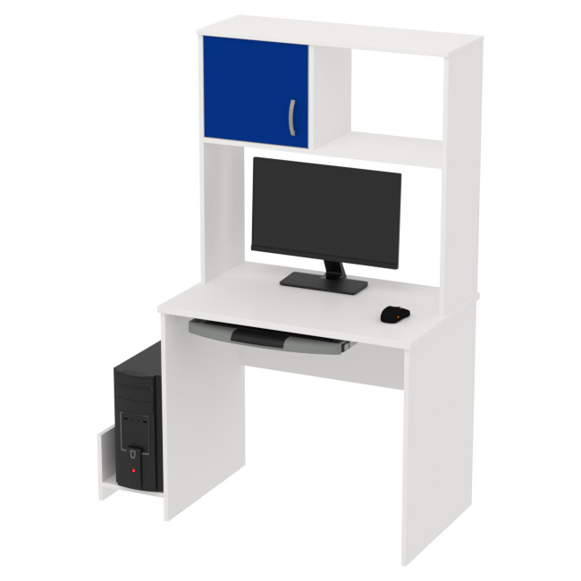 Компьютерный стол КП-СК-6 цвет Белый+Синий 90/60/163 см