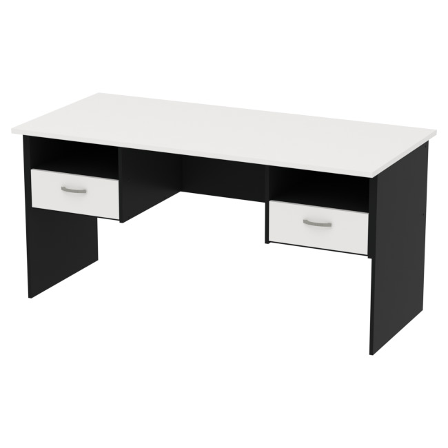 Офисный стол СТ+2Т-10 цвет Черный + Белый 160/73/76 см