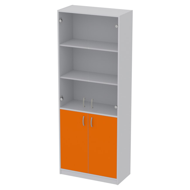 Офисный шкаф ШБ-3+А5 прозр. цвет Серый+Оранж 77/37/200