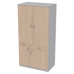 Мини кухня МК-1Р распашные двери цвет Серый+Дуб Молочный 100/60/200 см