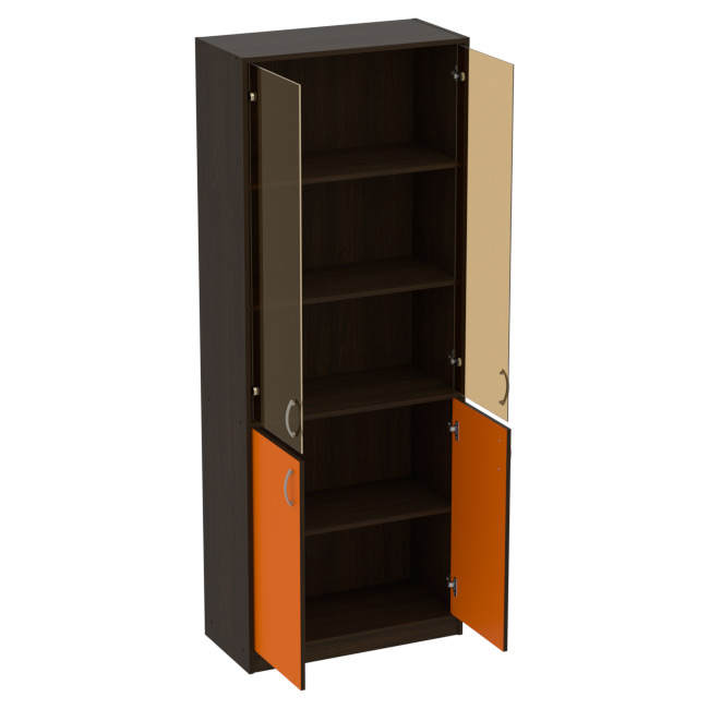 Офисный шкаф ШБ-3+А5 тон. бронза цвет Венге+Оранж 77/37/200 см