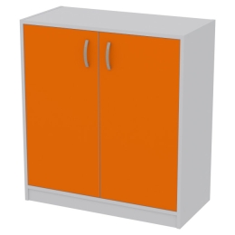Офисный шкаф СБ-37+ДВ-45 цвет Серый+Оранж 77/37/85 см