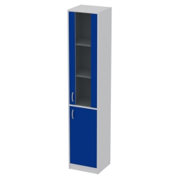 Офисный шкаф СБ-3+ДВ-62 графит цвет Серый+Синий 40/37/200 см