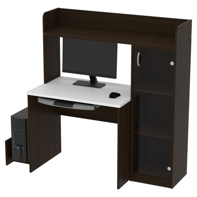 Компьютерный стол КП-СК-2 цвет Венге+Белый 130/60/141 см
