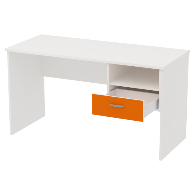 Офисный стол цвет Белый+Оранжевый СТ+1Т-42 140/60/76 см