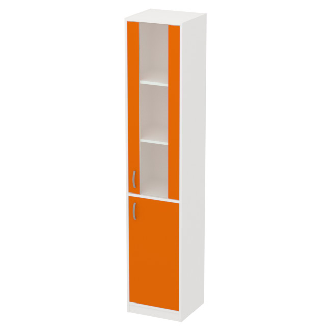 Офисный шкаф СБ-3+ДВ-62 матовый цвет Белый+Оранж 40/37/200 см