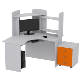 Компьютерный стол КП-СКЭ-3 цвет Серый+Оранжевый 120/120/143