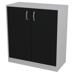 Шкаф для офиса СБ-37+ДВ-45 цвет Серый + Черный 77/37/85 см