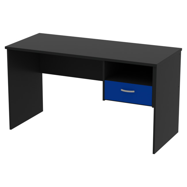 Стол для офиса СТ+1Т-42 цвет Черный + Синий 140/60/76 см