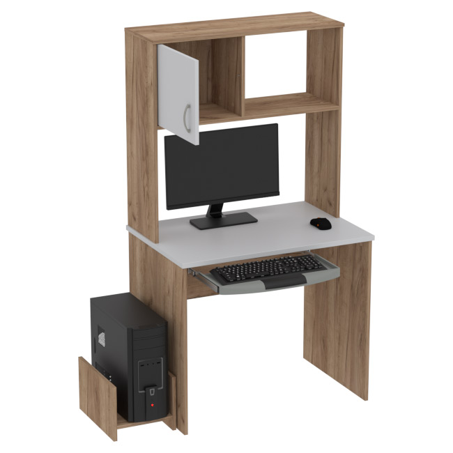Компьютерный стол КП-СК-6 цвет Дуб Крафт+Серый 90/60/163 см