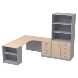Комплект офисной мебели КП-21 цвет Серый+Дуб Молочный