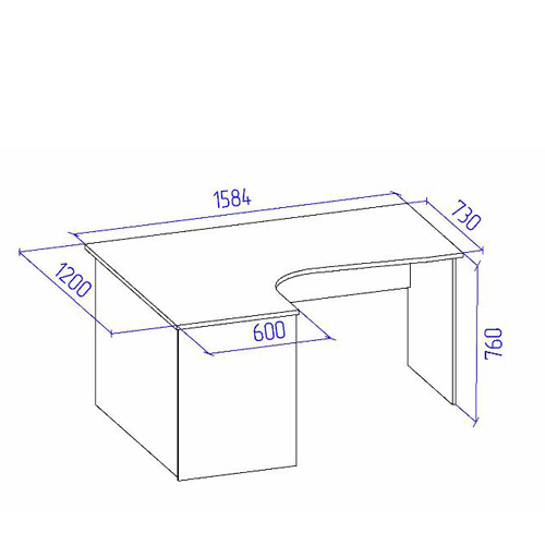 Офисный стол СТУ-П цвет Серый+Дуб Крафт 160/120/76 см