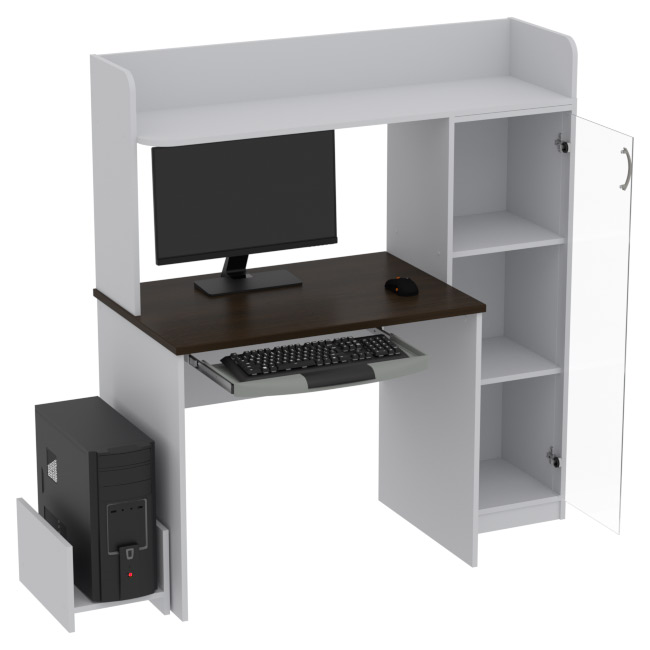 Компьютерный стол КП-СК-2 цвет Серый+Венге 130/60/141 см