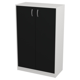 Шкаф для офиса СБ-60+ДВ-60 цвет Белый + Черный 77/37/123 см