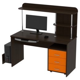 Компьютерный стол КП-СК-11 цвет Венге+Оранжевый 140/60/141,5 см