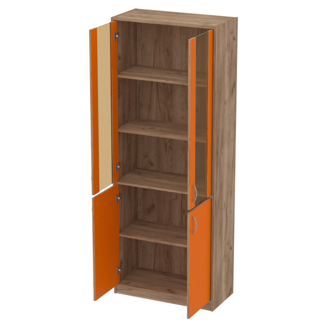 Офисный шкаф ШБ-3+ДВ-62 тон. бронза цвет Дуб Крафт+Оранж 77/37/200 см