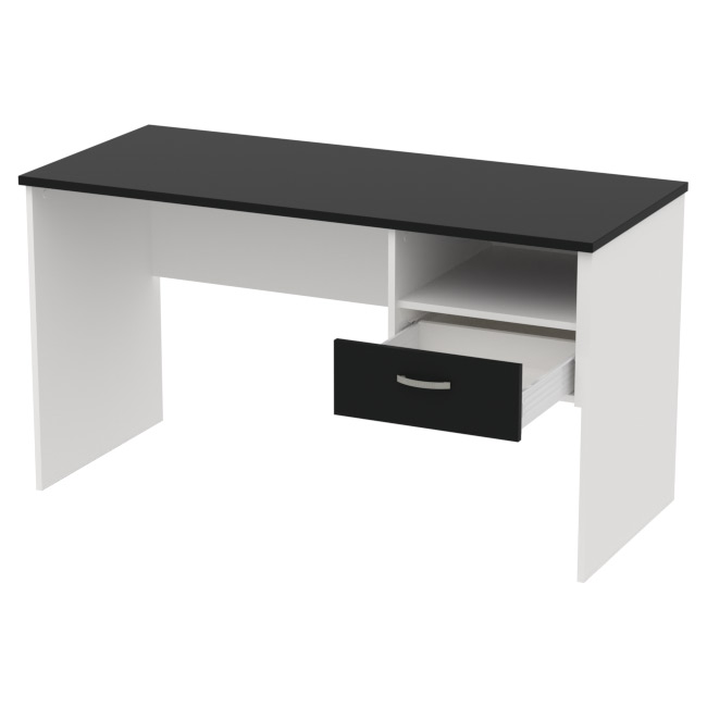 Стол для офиса СТ+1Т-42 цвет Белый + Черный 140/60/76 см