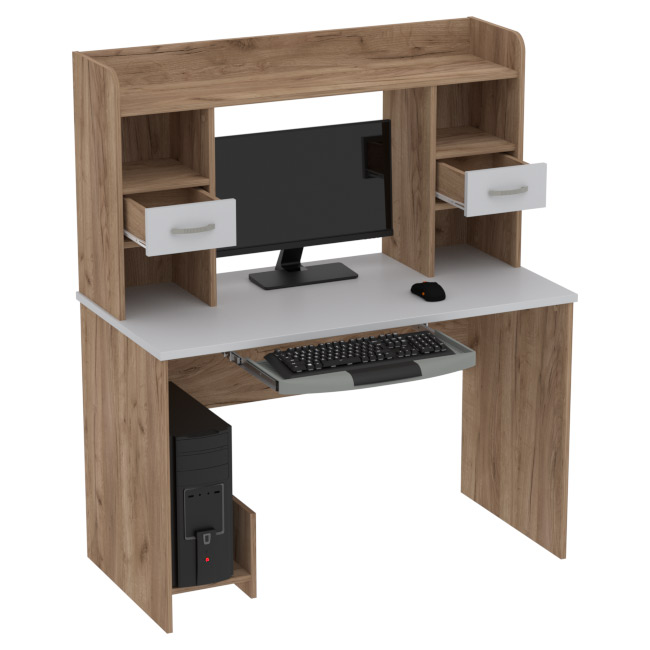 Компьютерный стол КП-СК-7 цвет Дуб Крафт+Серый 120/60/141