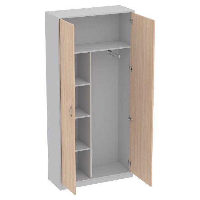 Офисный шкаф для одежды ШО-7 Серый+Дуб Молочный 93/37/200 см
