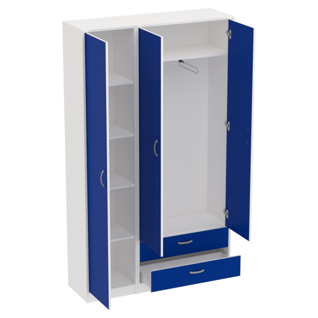 Шкаф для одежды ШО-37+СБ-2/З цвет Белый+Синий 117/37/200 см