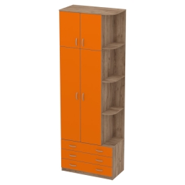 Офисный шкаф для одежды ШО-45 цвет Дуб Крафт + Оранж 89/45/260 см