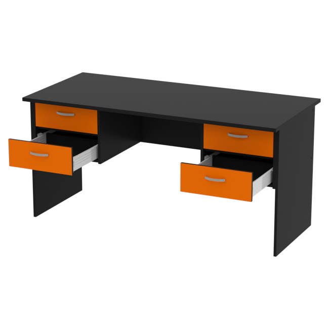 Офисный стол СТ+4Т-10 цвет Черный + Оранжевый 160/73/76 см