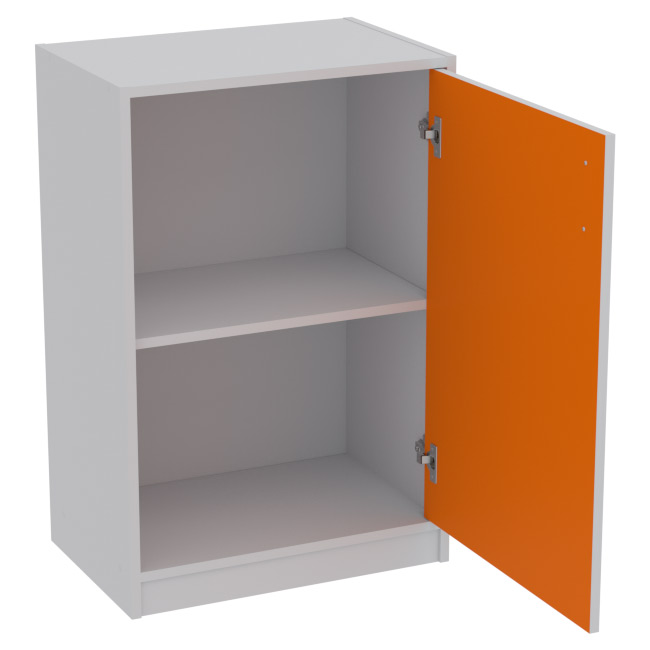 Офисный шкаф СБ-38+ДВ-46 цвет Серый+Оранж 56/37/85 см