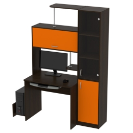 Компьютерный стол КП-СК-13 цвет Венге+Оранж 130/60/202 см