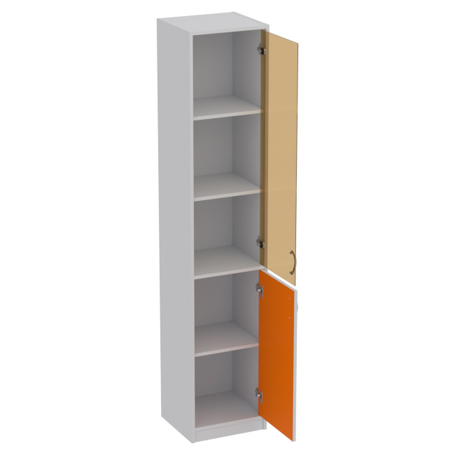 Офисный шкаф СБ-3+А5 тон. бронза цвет Белый+Оранж 40/37/200 см