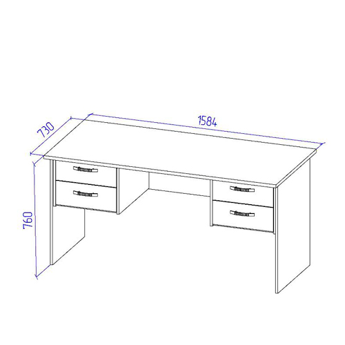Офисный стол СТ+4Т-10 цвет Черный + Белый 160/73/76 см