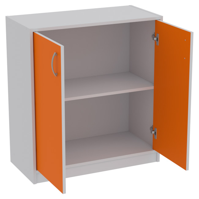Офисный шкаф СБ-37+ДВ-45 цвет Серый+Оранж 77/37/85 см