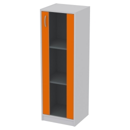 Офисный шкаф СБ-61+ДВ-62 графит цвет Серый+Оранж 40/37/123 см