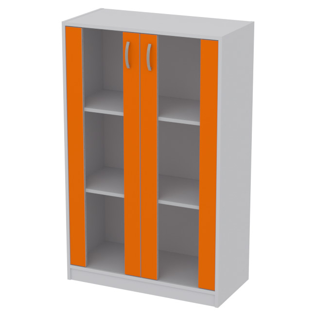 Офисный шкаф СБ-60+ДВ-62 цвет Серый+Оранж 77/37/123 см