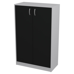 Шкаф для офиса СБ-60+ДВ-60 цвет Серый + Черный 77/37/123 см