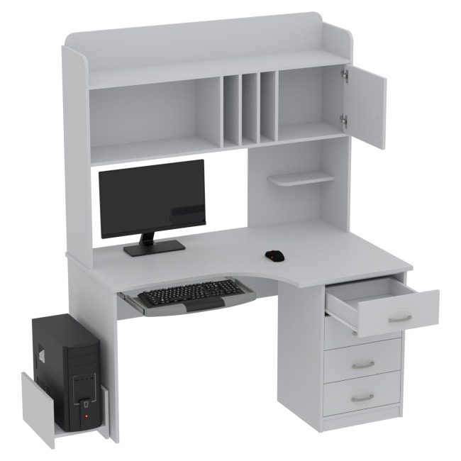 Компьютерный стол КП-СКЭ-8 Левый цвет Серый 140/90/182 см