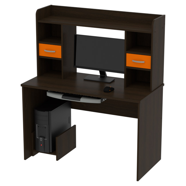 Компьютерный стол КП-СК-7 цвет Венге+Оранж 120/60/141