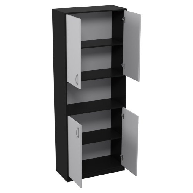 Шкаф для офиса ШБ-4 цвет Черный + Серый + ХДФ С 77/37/200 см